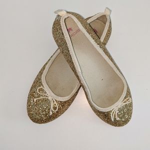 Girls J Crew Crewcuts Gold Glitter Ballet Flat